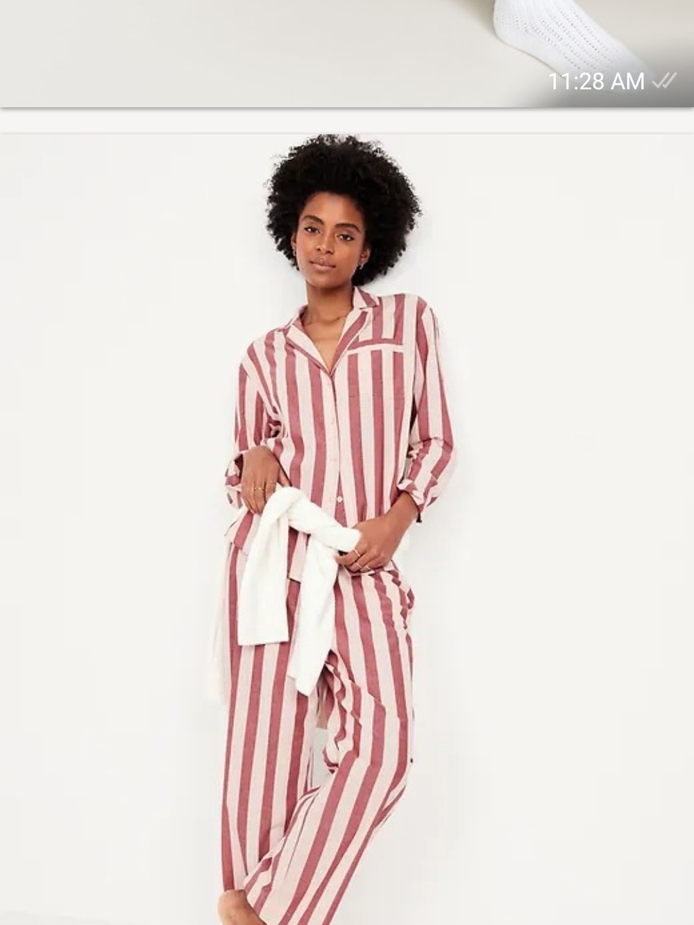 Poplin pajama set Pink And red Stripe Size Large